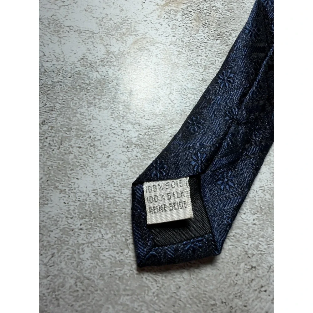 Ricci Tie Mens One Size Blue Geometric Jacquard 100% Silk Designer Necktie